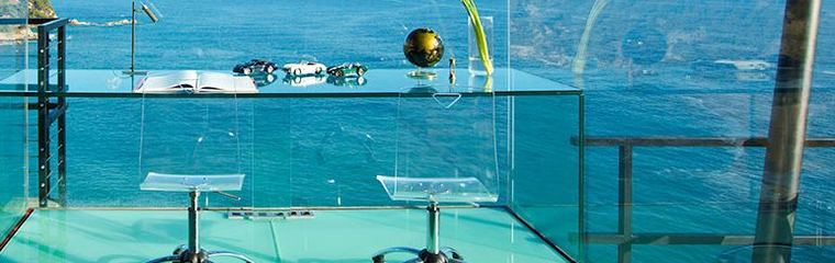 Oceanfront executive office with meeting chairs